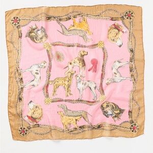 Pink and Tan Dog Print Scarf